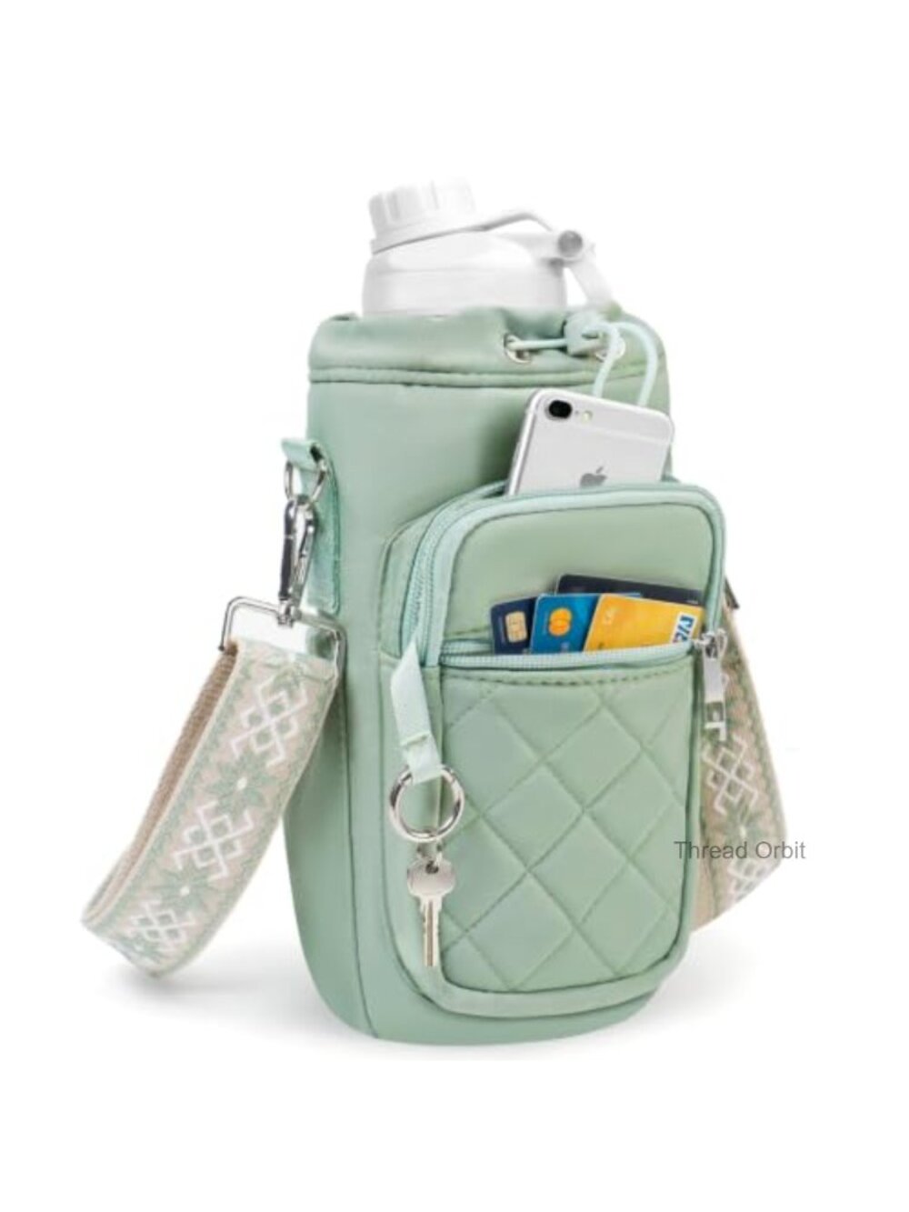 Water Bottle Carrier Bag Crossbody Sling RFID Insulated Nylon